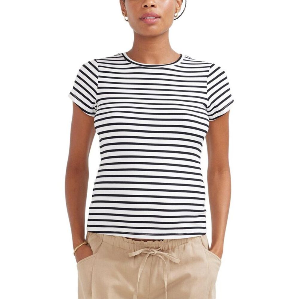 Hatch Womens  The Jersey Crewneck Top, Black